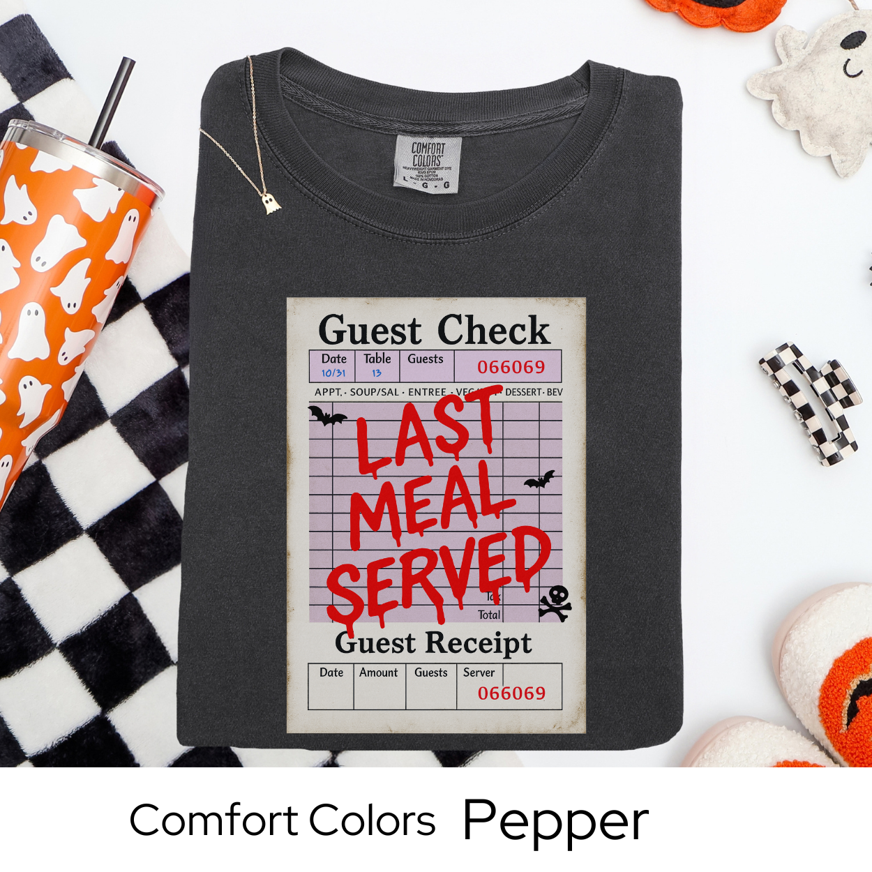Last Meal Served Shirt, Halloween Guest Check Comfort Colors Tee, Creepy Diner T-Shirt, Spooky Restaurant Horror Shirt, Funny Halloween Tee