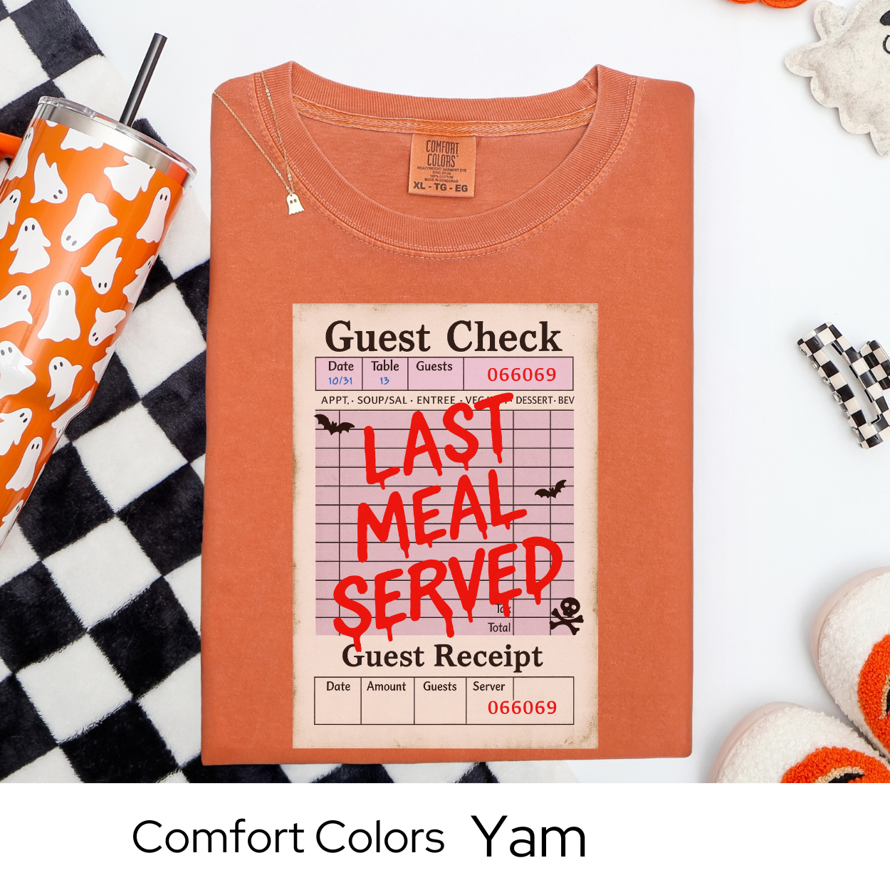 Last Meal Served Shirt, Halloween Guest Check Comfort Colors Tee, Creepy Diner T-Shirt, Spooky Restaurant Horror Shirt, Funny Halloween Tee
