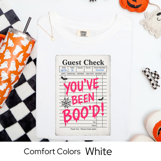 You've Been Boo'd Shirt, Halloween Guest Check Comfort Colors Tee, Funny Ghost Pun T-Shirt, Trick or Treat Boo Gift Tee