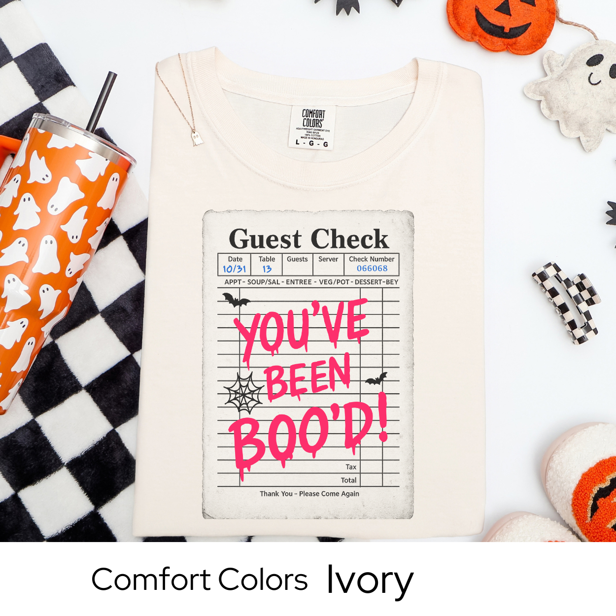 You've Been Boo'd Shirt, Halloween Guest Check Comfort Colors Tee, Funny Ghost Pun T-Shirt, Trick or Treat Boo Gift Tee