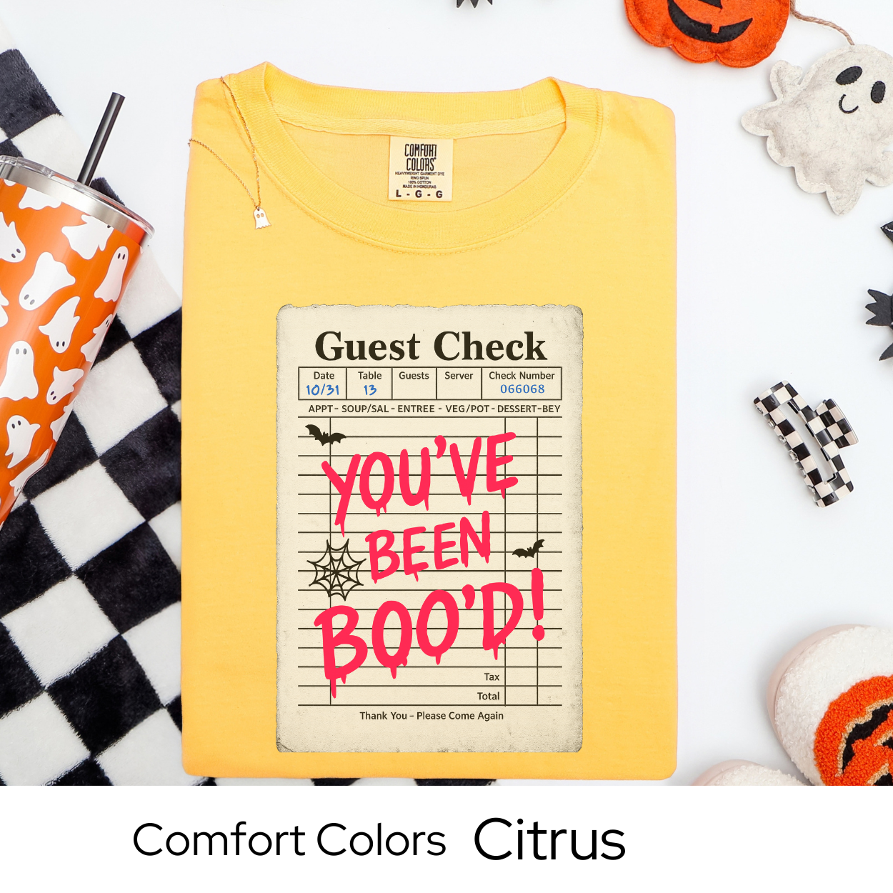 You've Been Boo'd Shirt, Halloween Guest Check Comfort Colors Tee, Funny Ghost Pun T-Shirt, Trick or Treat Boo Gift Tee
