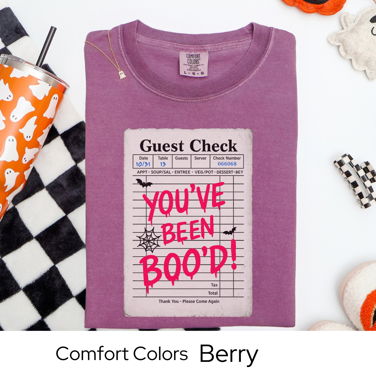 You've Been Boo'd Shirt, Halloween Guest Check Comfort Colors Tee, Funny Ghost Pun T-Shirt, Trick or Treat Boo Gift Tee