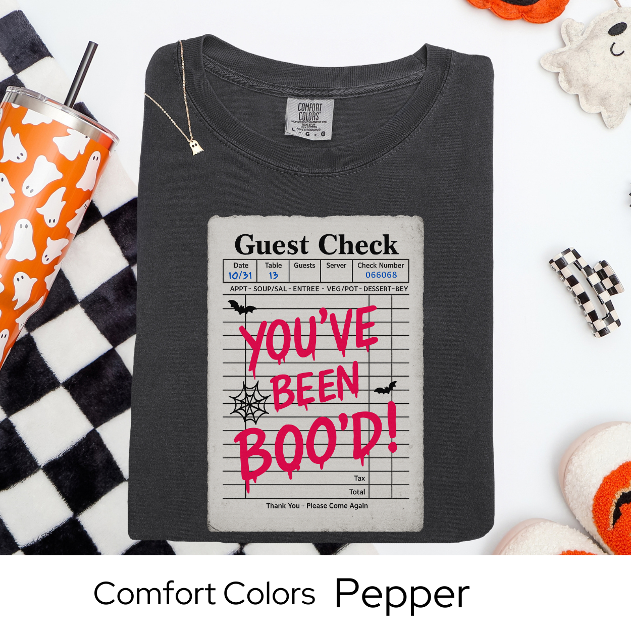 You've Been Boo'd Shirt, Halloween Guest Check Comfort Colors Tee, Funny Ghost Pun T-Shirt, Trick or Treat Boo Gift Tee