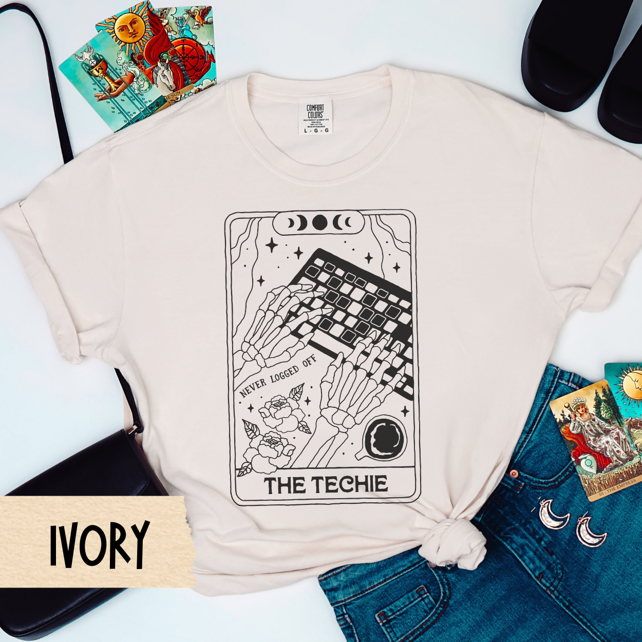 Tech Tarot Shirt, The Techie Skeleton Tee, Never Logged Off Shirt, Comfort Colors Gamer Shirt, Spooky Programmer Gift, Witchy Coder Tee