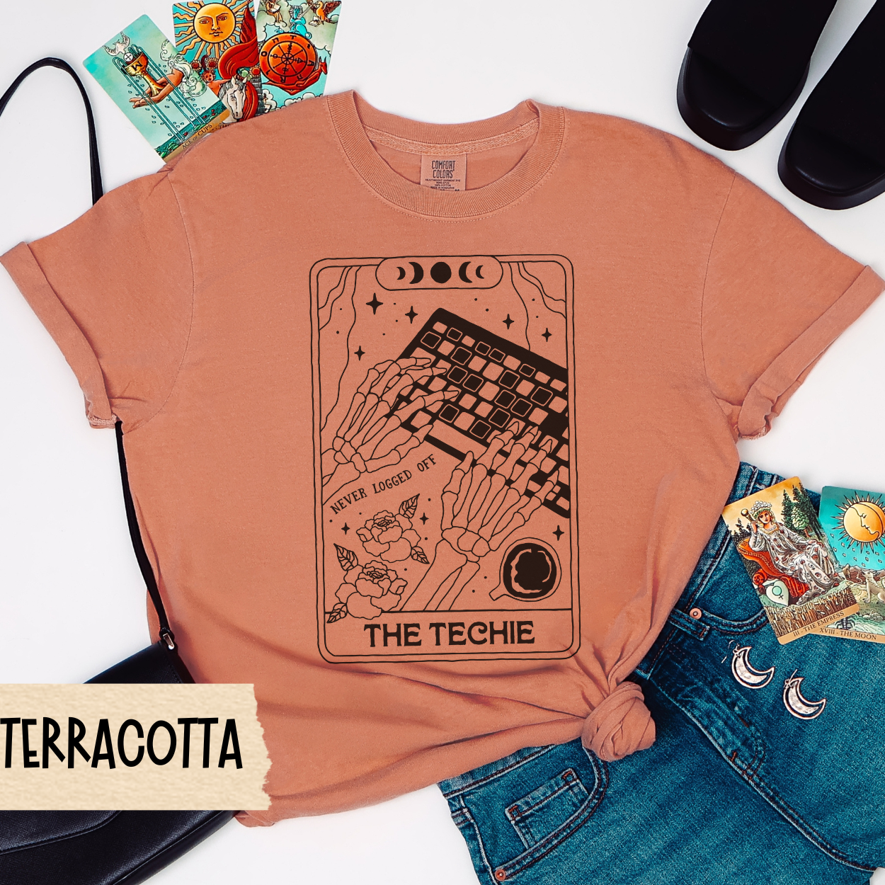 Tech Tarot Shirt, The Techie Skeleton Tee, Never Logged Off Shirt, Comfort Colors Gamer Shirt, Spooky Programmer Gift, Witchy Coder Tee