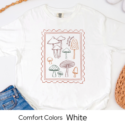Mushroom Fall Shirt, Comfort Colors Tee, Retro Stamp Graphic T-Shirt, Cottagecore Aesthetic, Fall Shirt for Women, Cozy Autumn Top