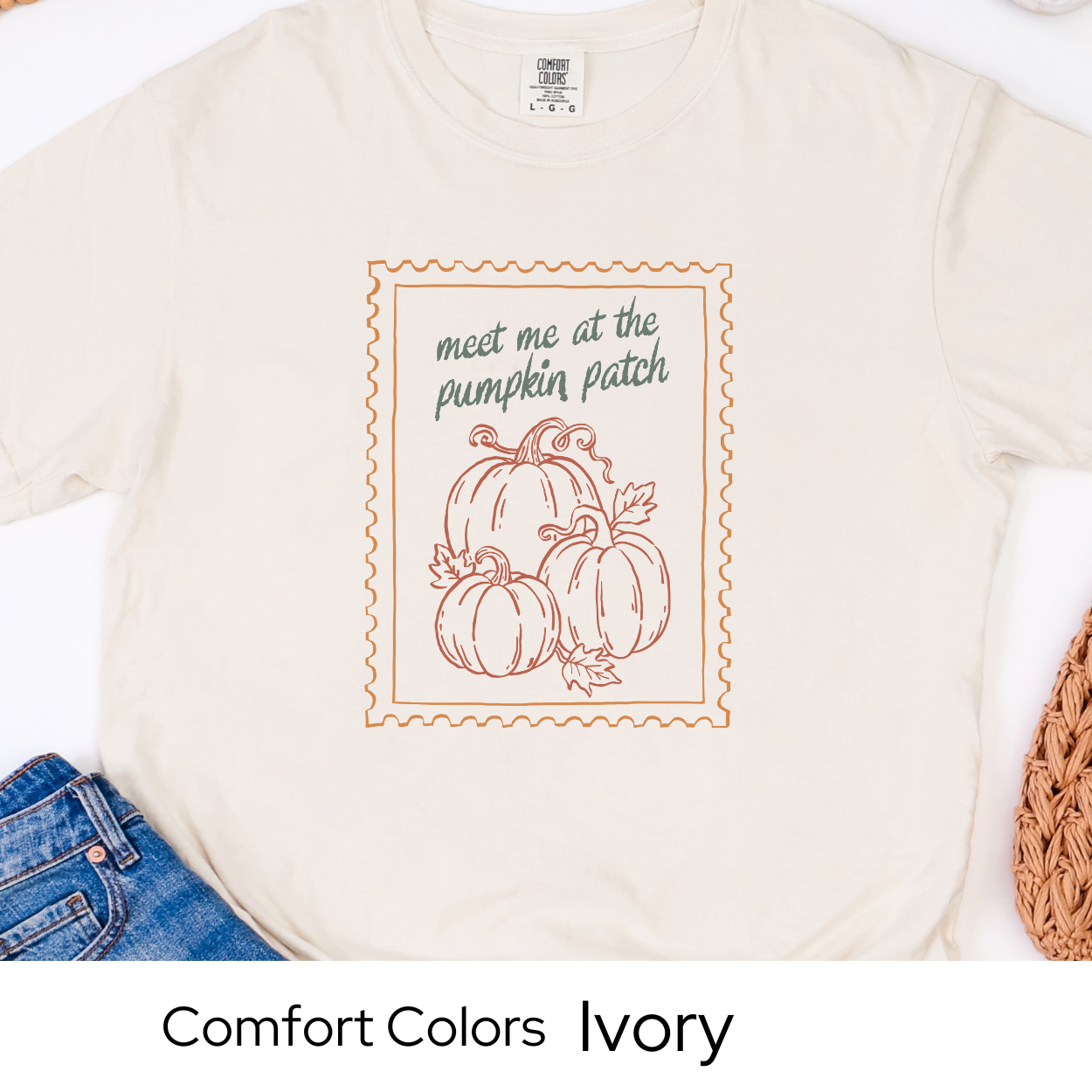 Pumpkin Patch Fall Shirt, Comfort Colors Tee, Cute Autumn Graphic T-Shirt, Retro Stamp Design, Fall Outfit for Women, Cozy Farm Tee