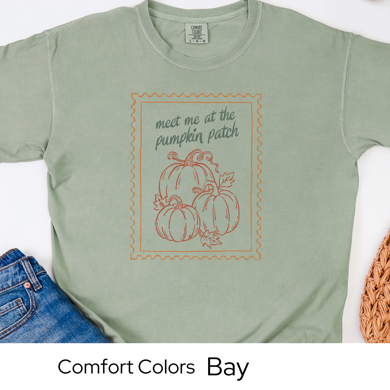Pumpkin Patch Fall Shirt, Comfort Colors Tee, Cute Autumn Graphic T-Shirt, Retro Stamp Design, Fall Outfit for Women, Cozy Farm Tee