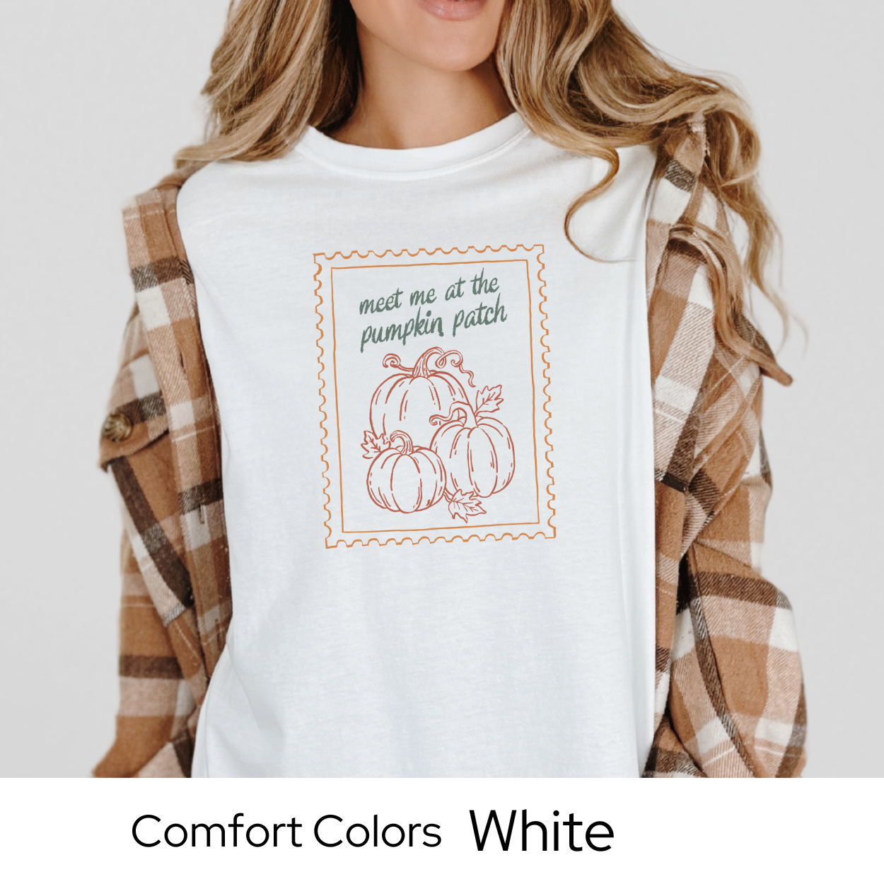 Pumpkin Patch Fall Shirt, Comfort Colors Tee, Cute Autumn Graphic T-Shirt, Retro Stamp Design, Fall Outfit for Women, Cozy Farm Tee