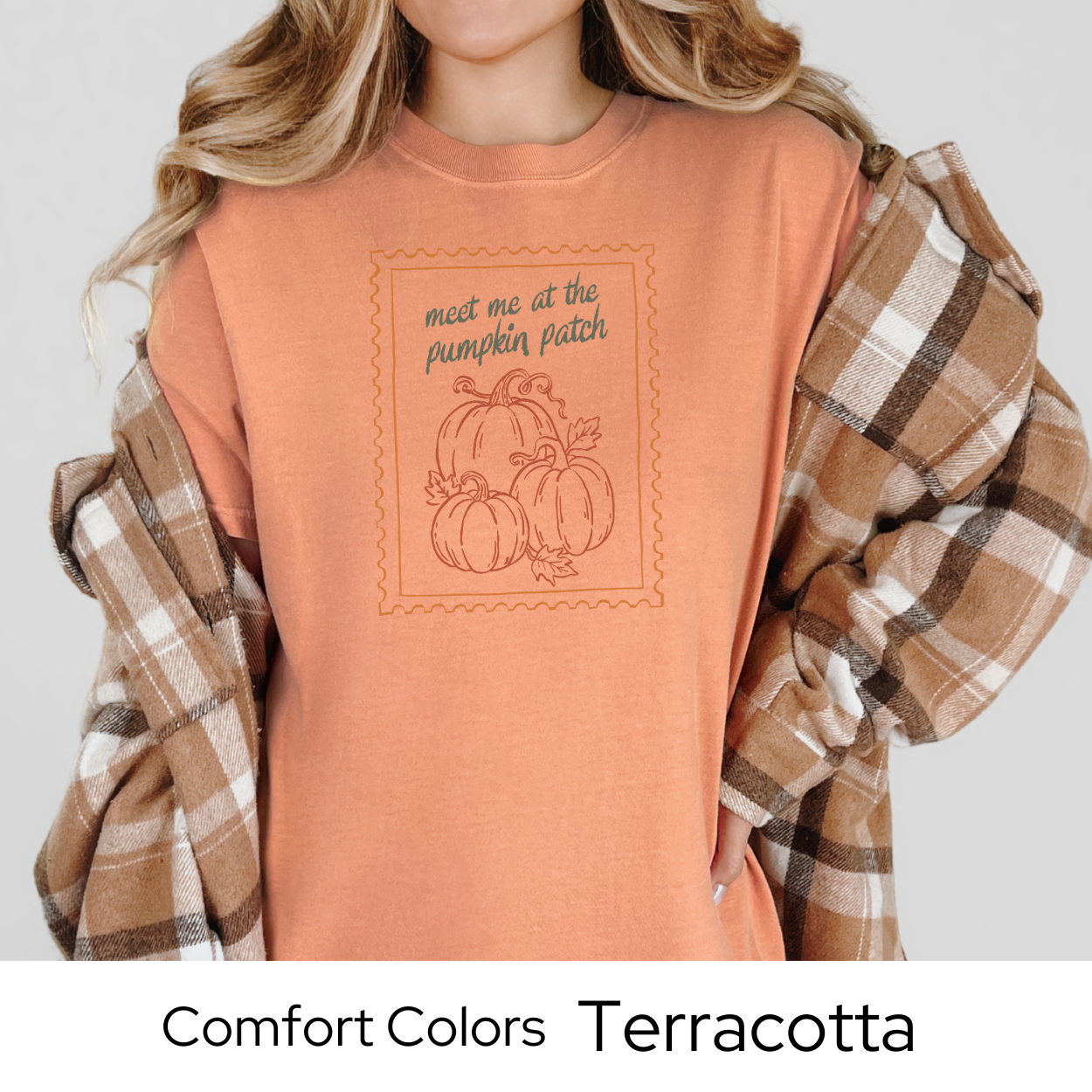 Pumpkin Patch Fall Shirt, Comfort Colors Tee, Cute Autumn Graphic T-Shirt, Retro Stamp Design, Fall Outfit for Women, Cozy Farm Tee