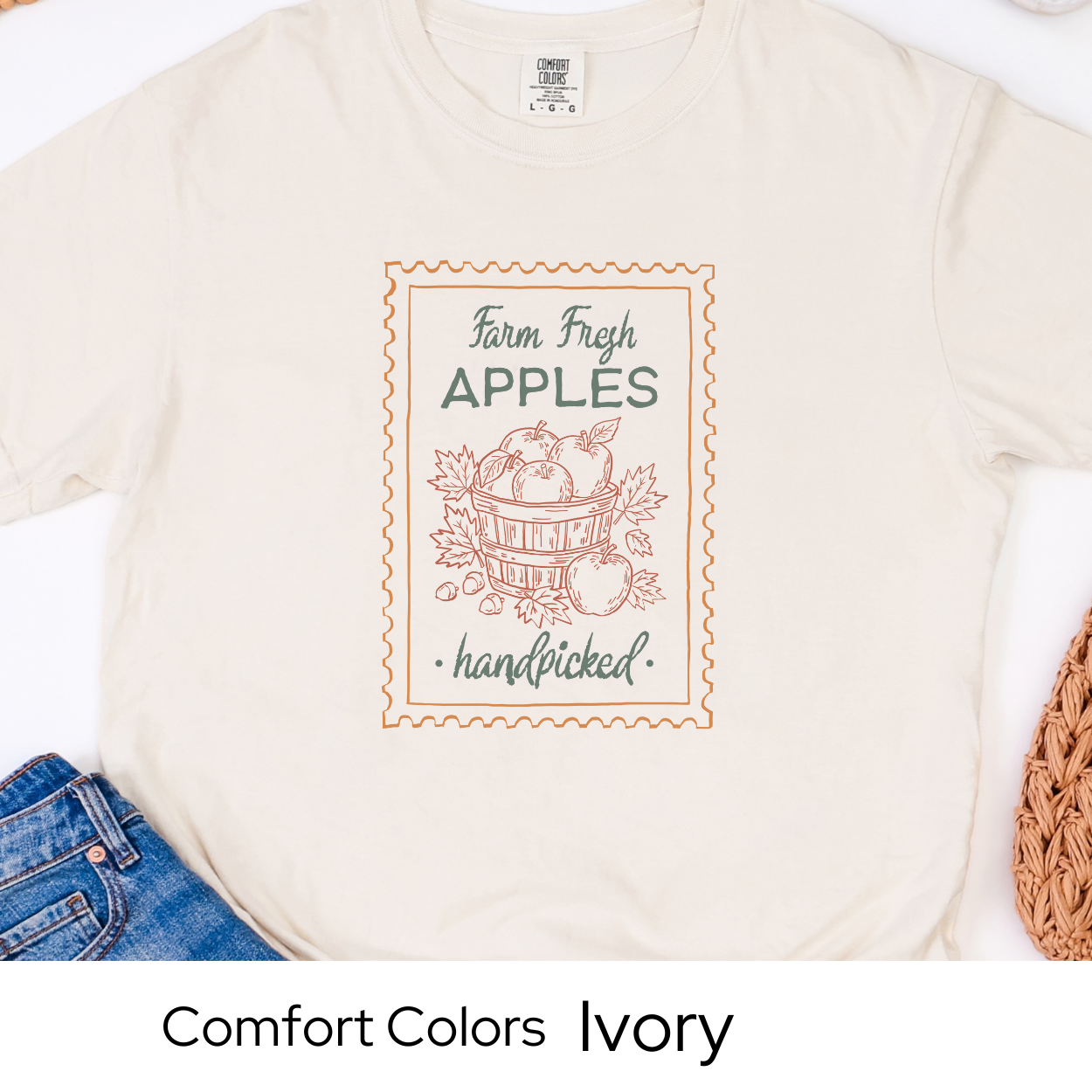 Apple Picking Fall Shirt, Comfort Colors Tee, Farm Fresh Autumn Graphic T-Shirt, Handpicked Fruit Design, Cute Fall Shirt for Women