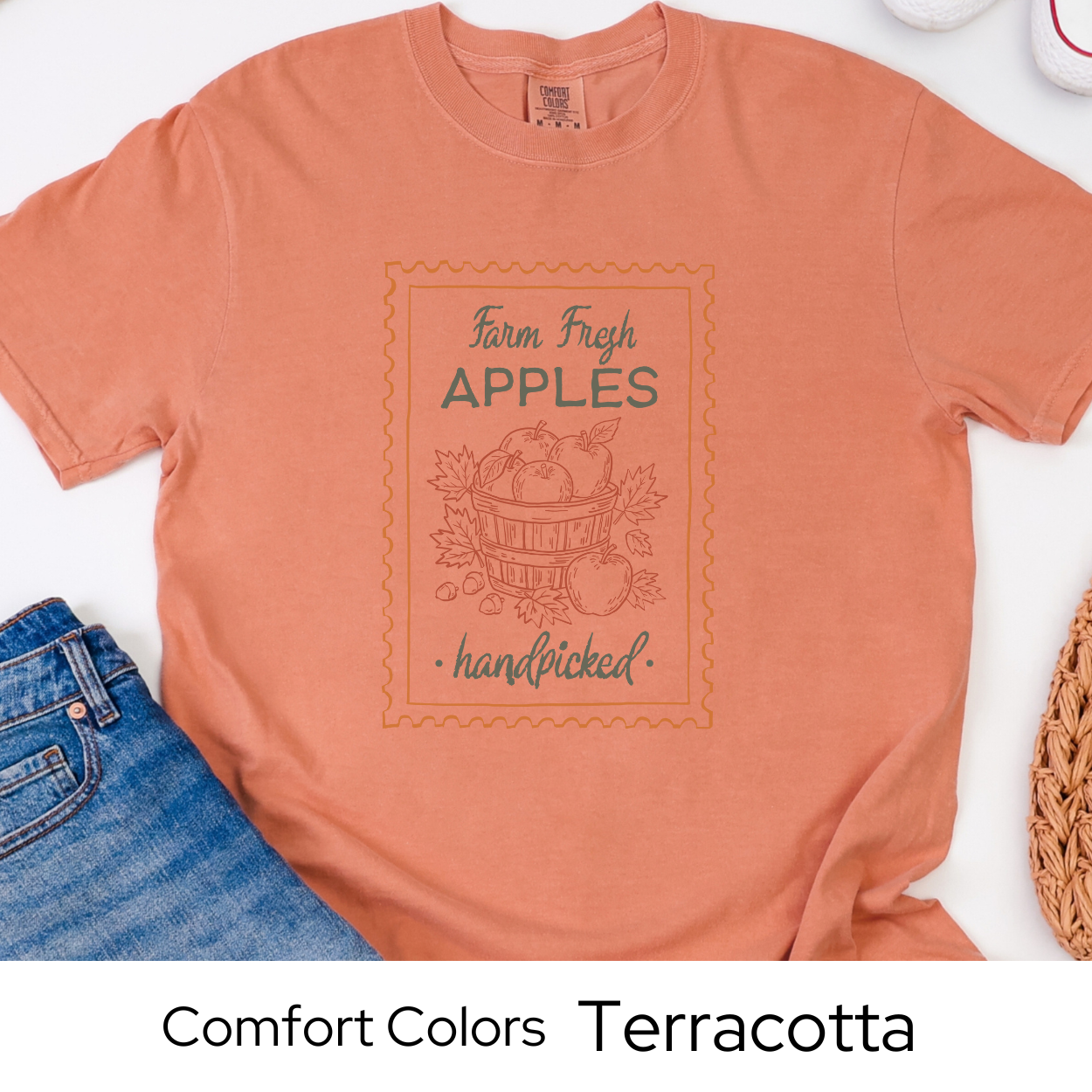 Apple Picking Fall Shirt, Comfort Colors Tee, Farm Fresh Autumn Graphic T-Shirt, Handpicked Fruit Design, Cute Fall Shirt for Women