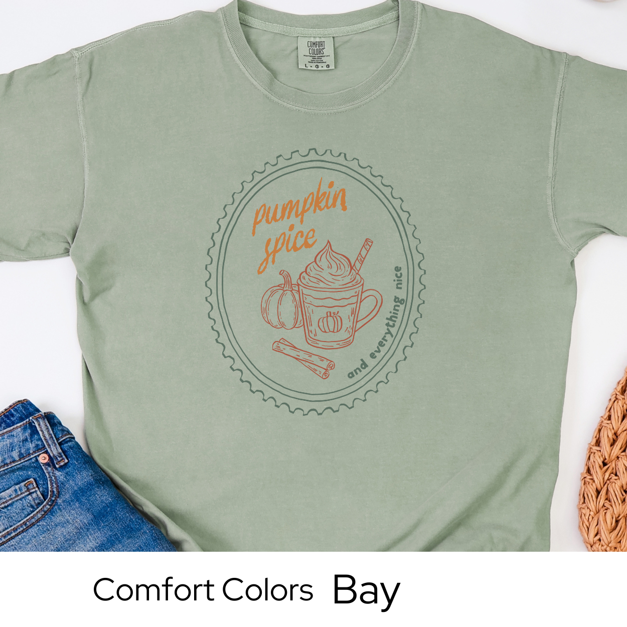 Pumpkin Spice Fall Shirt, Comfort Colors Tee, Cozy Autumn Coffee Graphic T-Shirt, Retro Stamp Style, Cute Fall Shirt for Women, PSL Tee