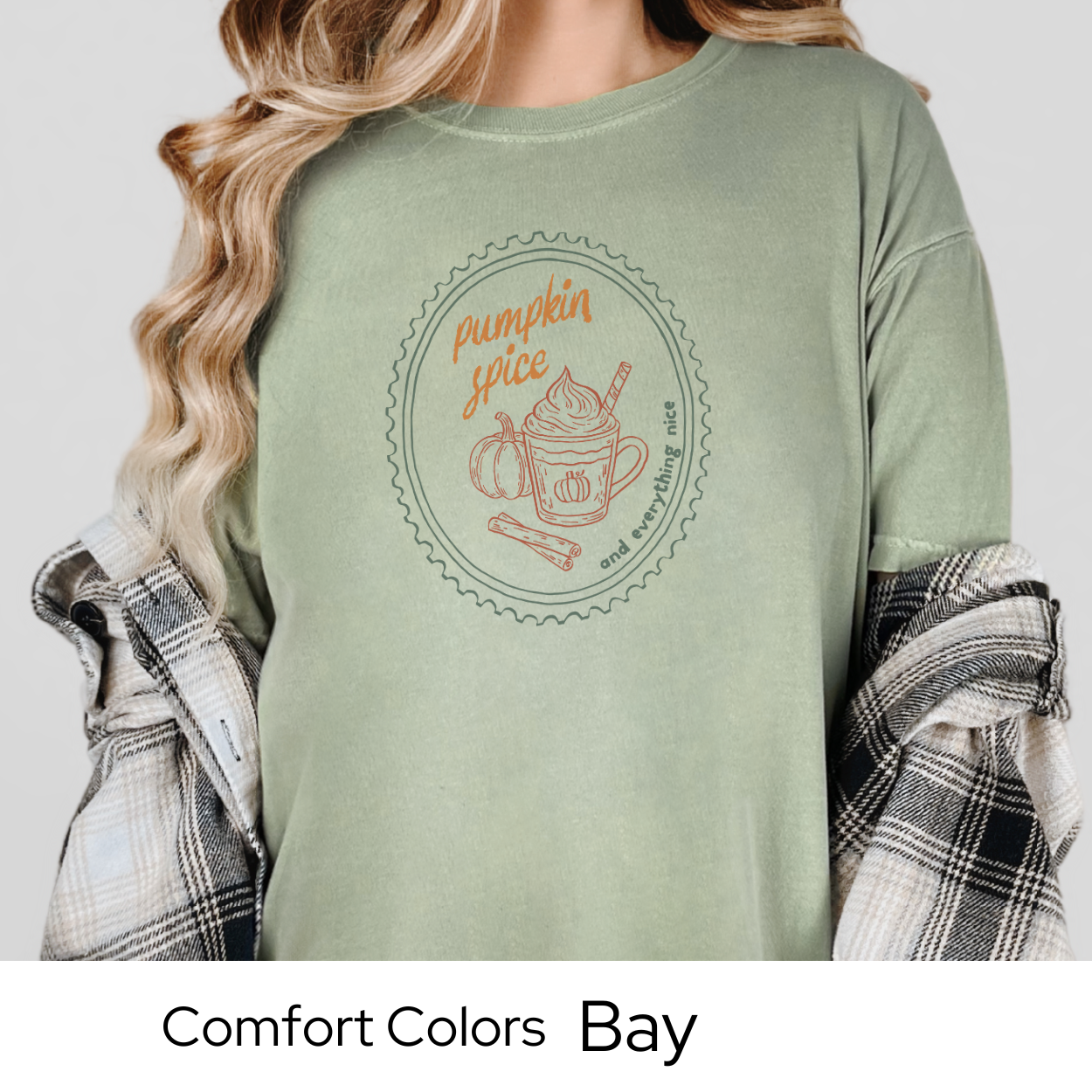 Pumpkin Spice Fall Shirt, Comfort Colors Tee, Cozy Autumn Coffee Graphic T-Shirt, Retro Stamp Style, Cute Fall Shirt for Women, PSL Tee