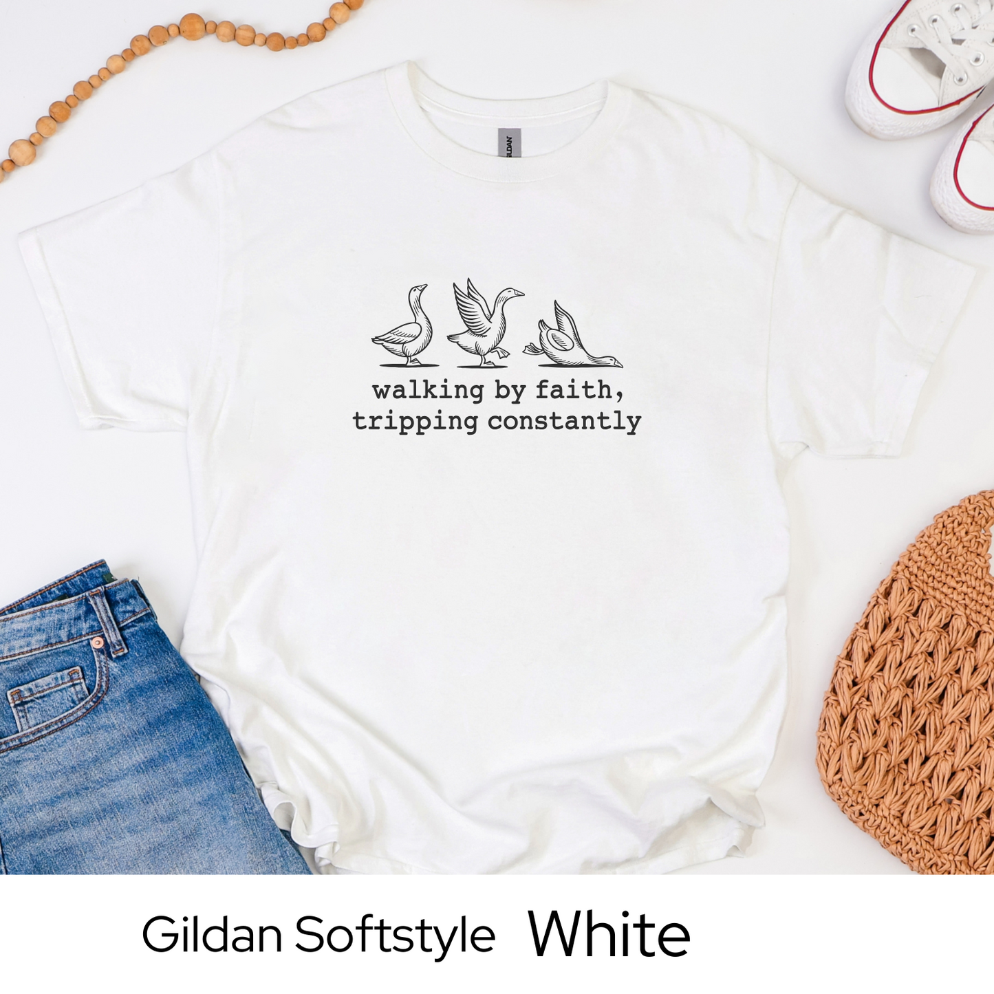 Funny Christian Shirt, Walking by Faith Tee, Faith Based Humor Tee, Gildan Softstyle Shirt, Religious Gift for Women, Casual Jesus Tee
