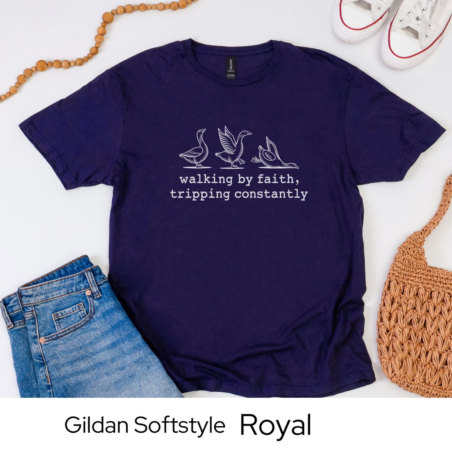 Funny Christian Shirt, Walking by Faith Tee, Faith Based Humor Tee, Gildan Softstyle Shirt, Religious Gift for Women, Casual Jesus Tee