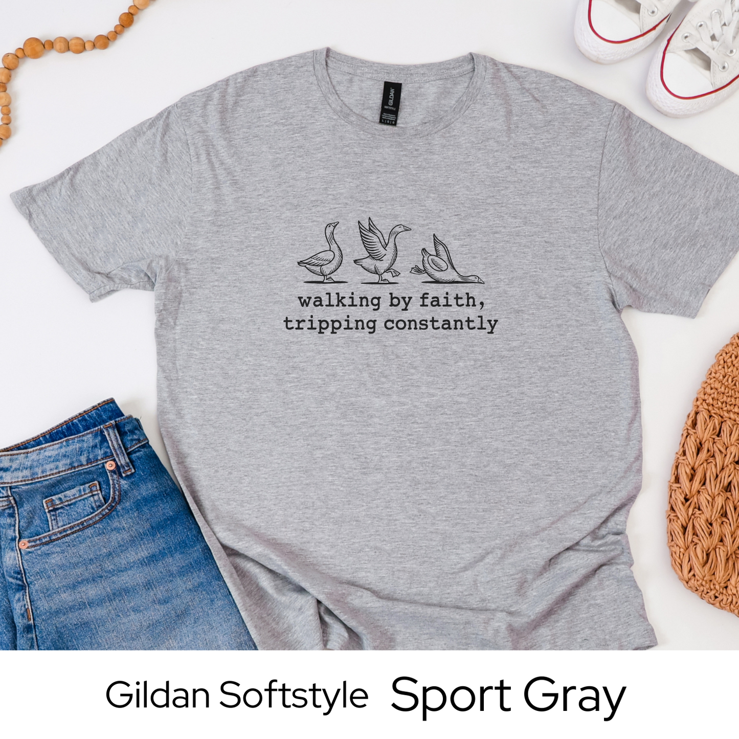 Funny Christian Shirt, Walking by Faith Tee, Faith Based Humor Tee, Gildan Softstyle Shirt, Religious Gift for Women, Casual Jesus Tee