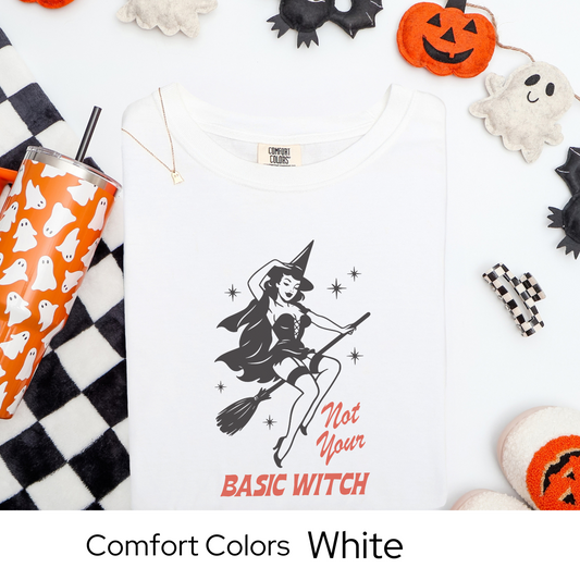 Retro Halloween Witch Shirt, Vintage Pinup Girl Graphic Tee, Spooky Season Comfort Colors Top, Fall Witchy Style TShirt
