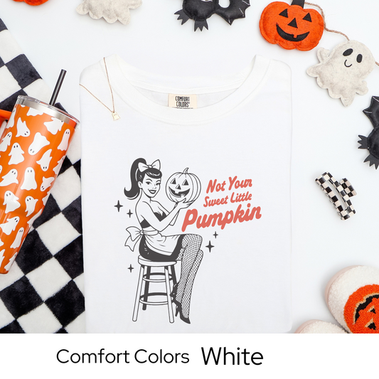 Retro Pumpkin Halloween Shirt, Vintage Pinup Girl Graphic Tee, Spooky Season Comfort Colors Top, Fall Pumpkin Style TShirt