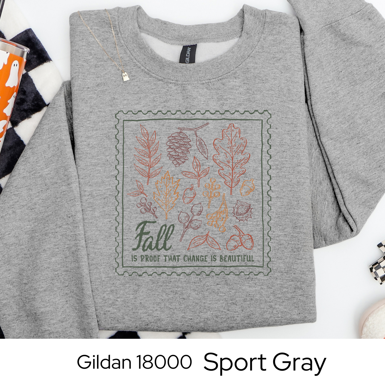 Fall Crewneck Sweatshirt, Autumn Leaves Pullover, Cozy Fall Aesthetic Sweater, Gildan 18000 Crew, Gift for Her, Teacher Fall Sweatshirt