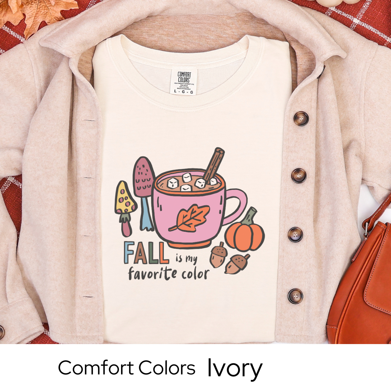 Cozy Fall Shirt, Coffee Lover Gift Tee, Cute Autumn Outfit, White Comfort Colors, Pumpkin Spice Aesthetic, Seasonal Graphic Top