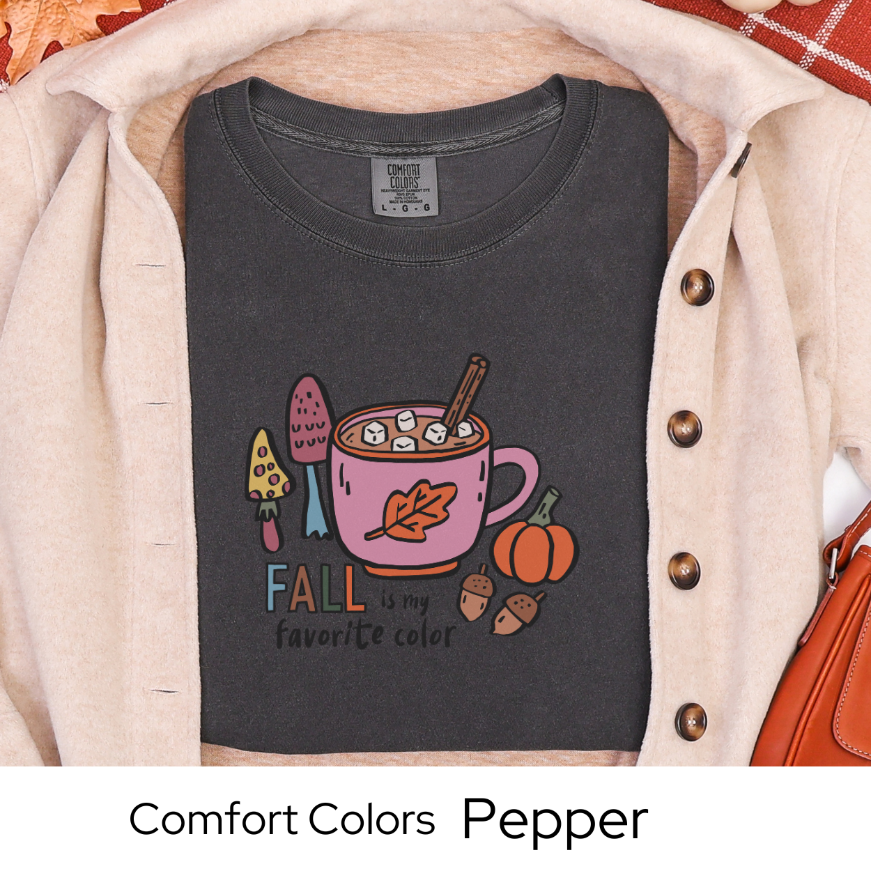 Cozy Fall Shirt, Coffee Lover Gift Tee, Cute Autumn Outfit, White Comfort Colors, Pumpkin Spice Aesthetic, Seasonal Graphic Top