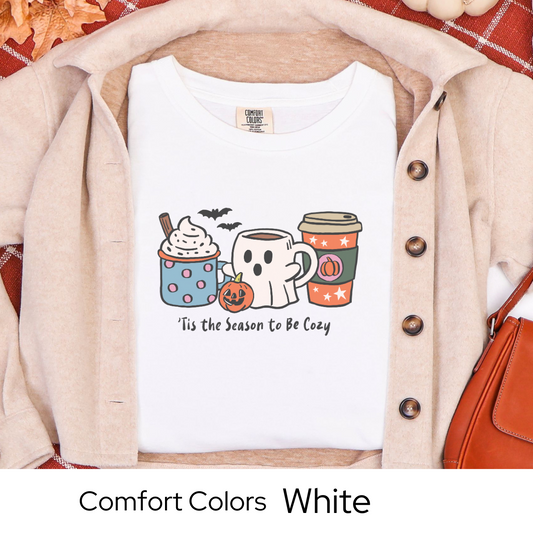 Fall Coffee Shirt, Cozy Autumn Tee, Pumpkin Spice Latte Shirt, Ghost Mug Comfort Colors, Cute Fall Outfit, Coffee Lover Gift