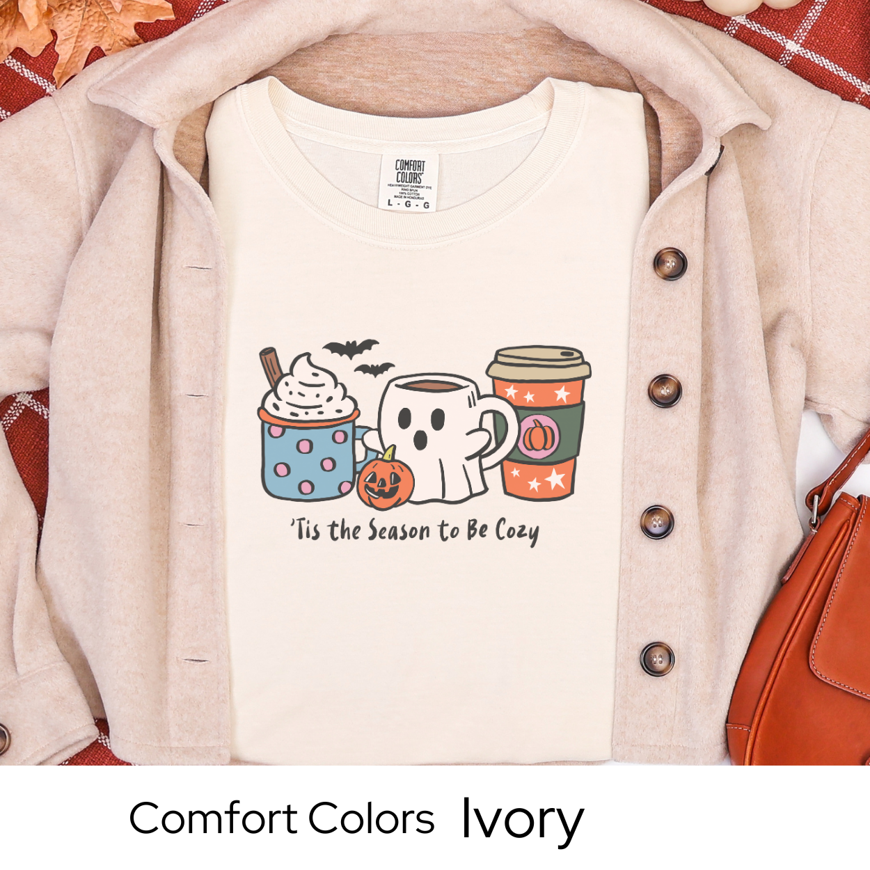 Fall Coffee Shirt, Cozy Autumn Tee, Pumpkin Spice Latte Shirt, Ghost Mug Comfort Colors, Cute Fall Outfit, Coffee Lover Gift
