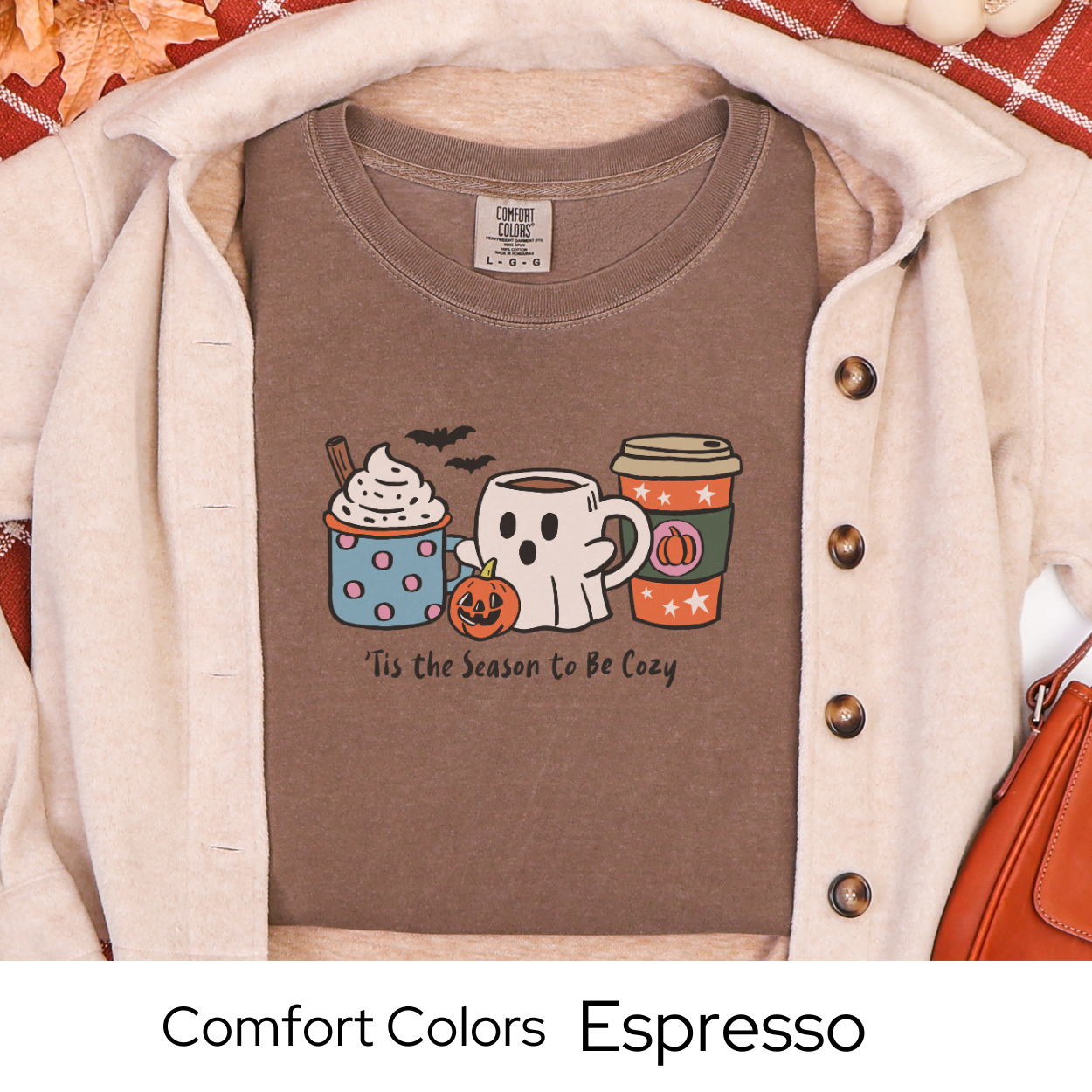 Fall Coffee Shirt, Cozy Autumn Tee, Pumpkin Spice Latte Shirt, Ghost Mug Comfort Colors, Cute Fall Outfit, Coffee Lover Gift