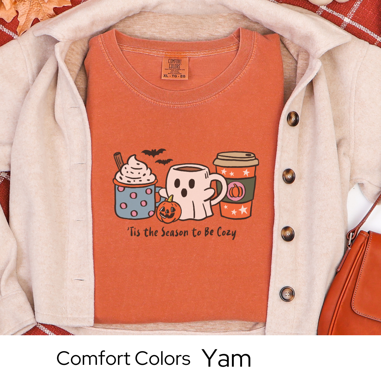 Fall Coffee Shirt, Cozy Autumn Tee, Pumpkin Spice Latte Shirt, Ghost Mug Comfort Colors, Cute Fall Outfit, Coffee Lover Gift