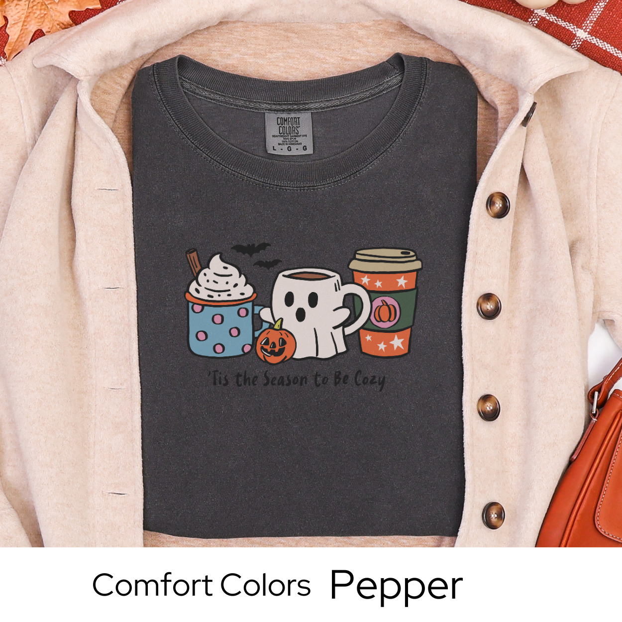 Fall Coffee Shirt, Cozy Autumn Tee, Pumpkin Spice Latte Shirt, Ghost Mug Comfort Colors, Cute Fall Outfit, Coffee Lover Gift