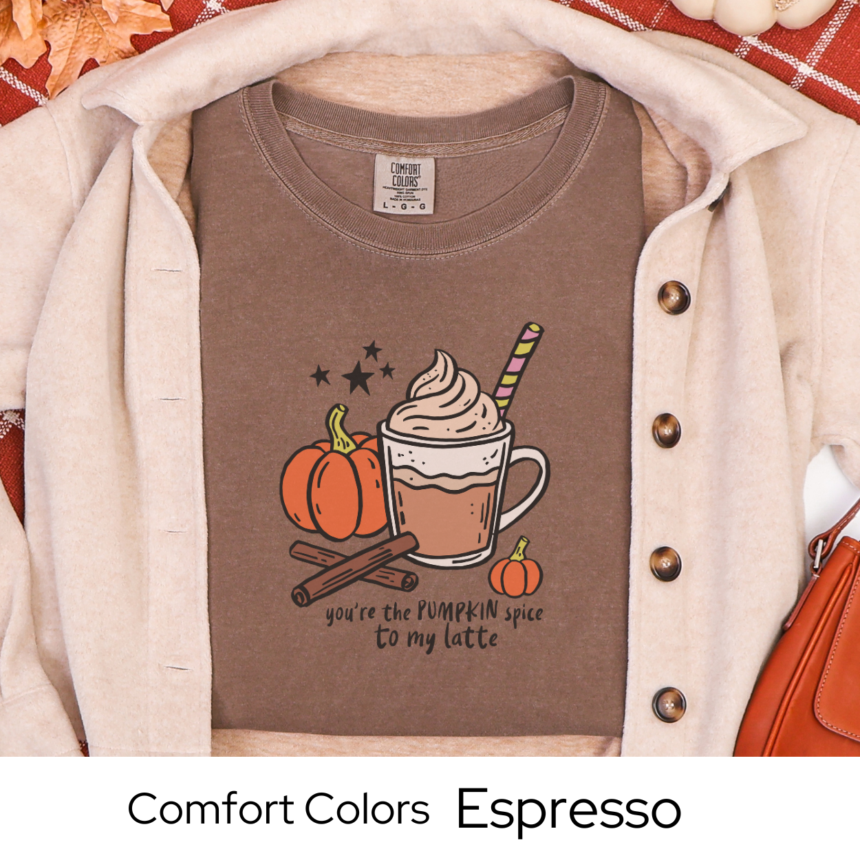 Pumpkin Spice Latte Shirt, Fall Coffee Lover Tee, Cozy Autumn Graphic Shirt, Ivory Comfort Colors, Cute PSL Gift, Pumpkin Season Top