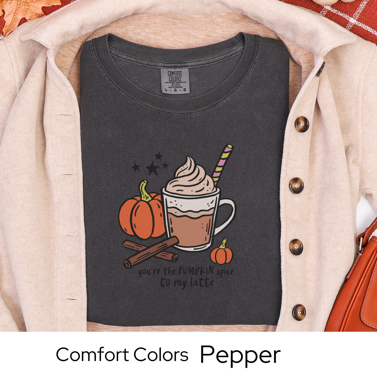 Pumpkin Spice Latte Shirt, Fall Coffee Lover Tee, Cozy Autumn Graphic Shirt, Ivory Comfort Colors, Cute PSL Gift, Pumpkin Season Top