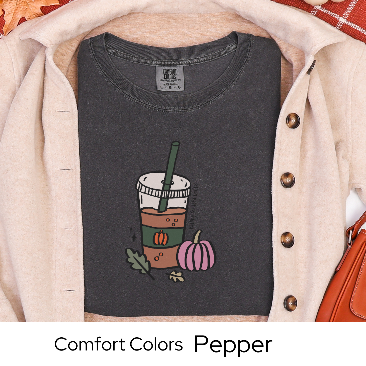 Iced Coffee Lover Shirt, Fall Girl Aesthetic Tee, Cozy Autumn Outfit, White Comfort Colors, Pumpkin Spice Gift, Seasonal Coffee Top