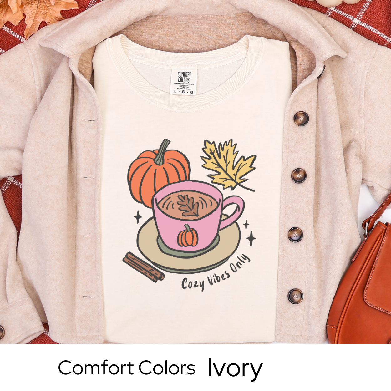 Cozy Fall Shirt, Coffee Lover Gift Tee, Pumpkin Spice Aesthetic, White Comfort Colors, Autumn Outfit Top, Cute Seasonal Tee