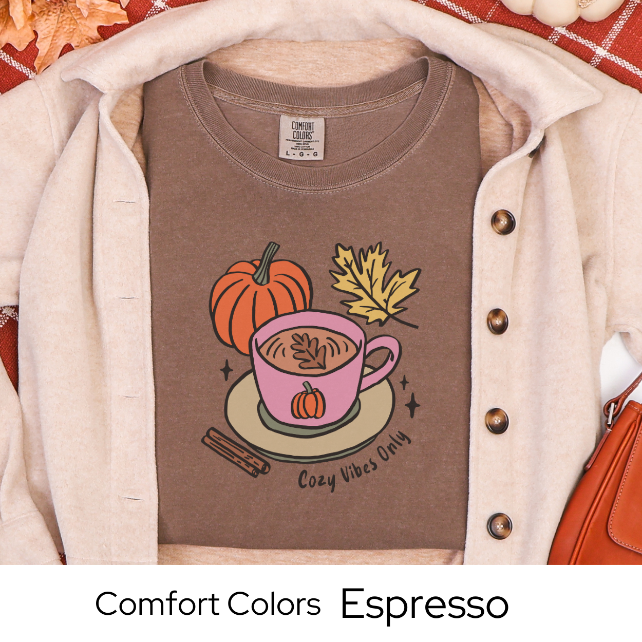 Cozy Fall Shirt, Coffee Lover Gift Tee, Pumpkin Spice Aesthetic, White Comfort Colors, Autumn Outfit Top, Cute Seasonal Tee
