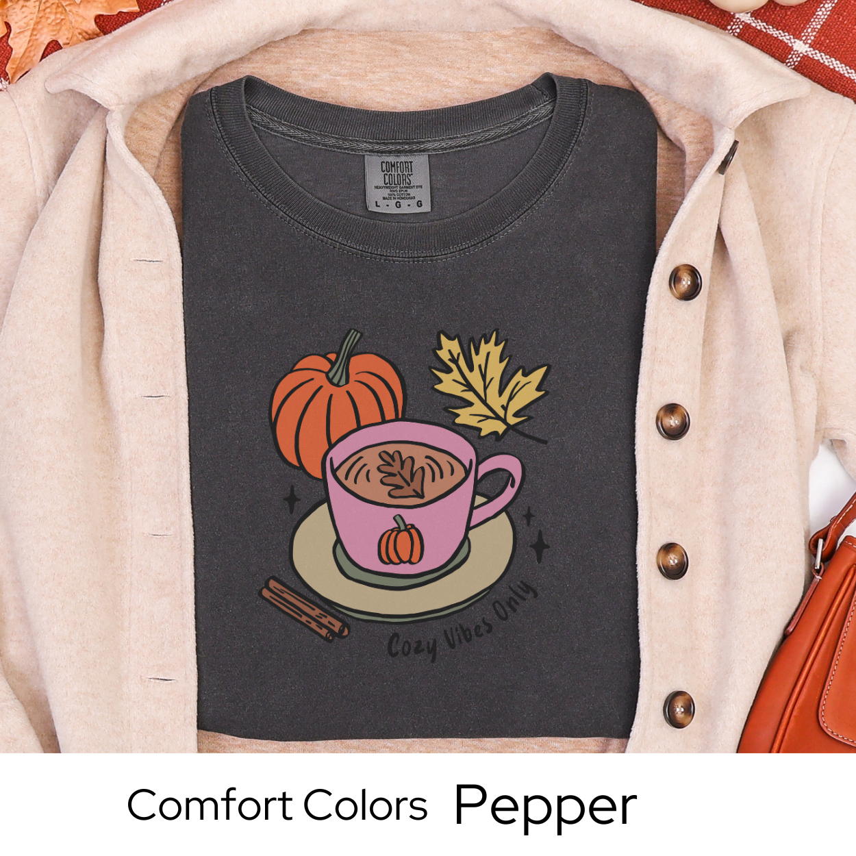 Cozy Fall Shirt, Coffee Lover Gift Tee, Pumpkin Spice Aesthetic, White Comfort Colors, Autumn Outfit Top, Cute Seasonal Tee