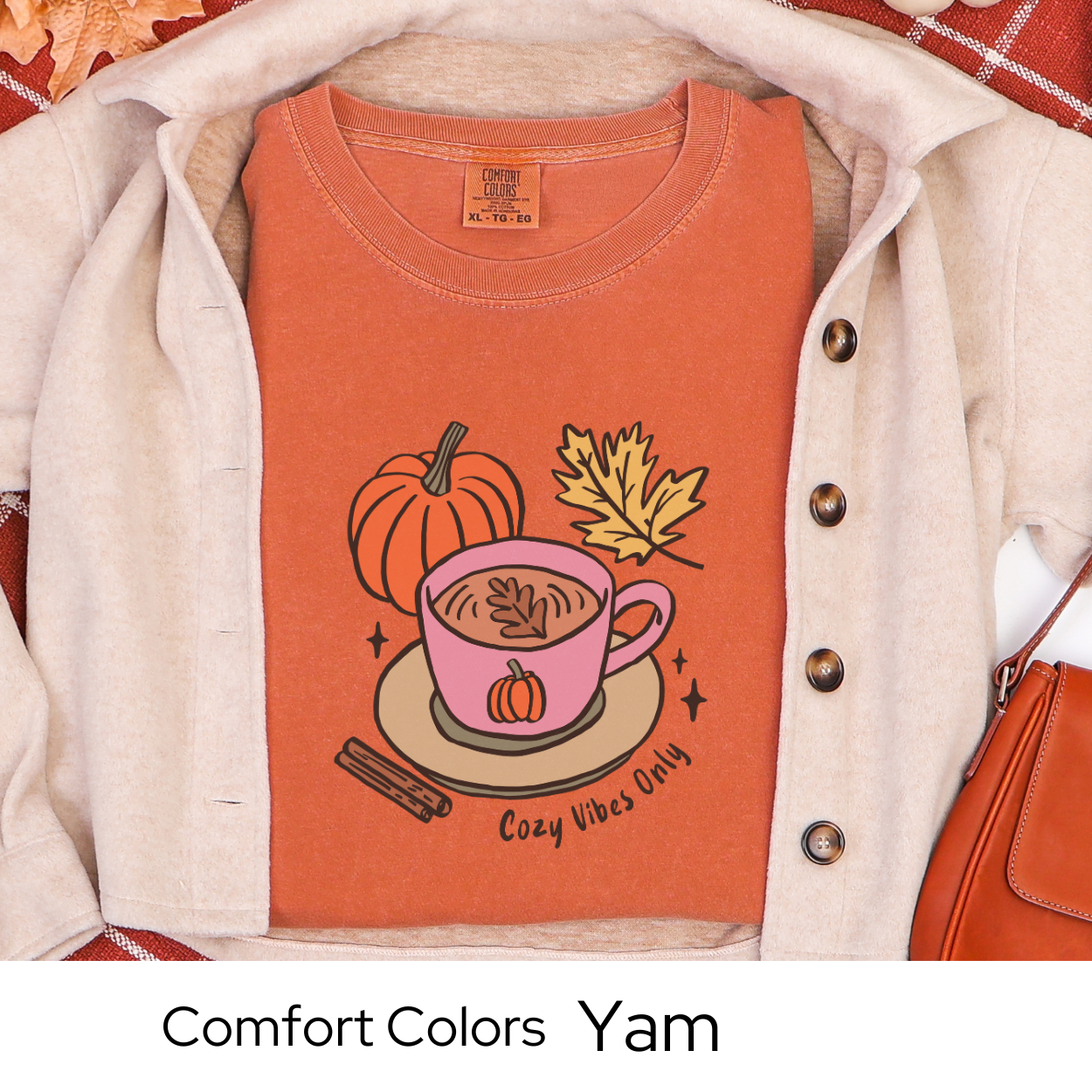 Cozy Fall Shirt, Coffee Lover Gift Tee, Pumpkin Spice Aesthetic, White Comfort Colors, Autumn Outfit Top, Cute Seasonal Tee