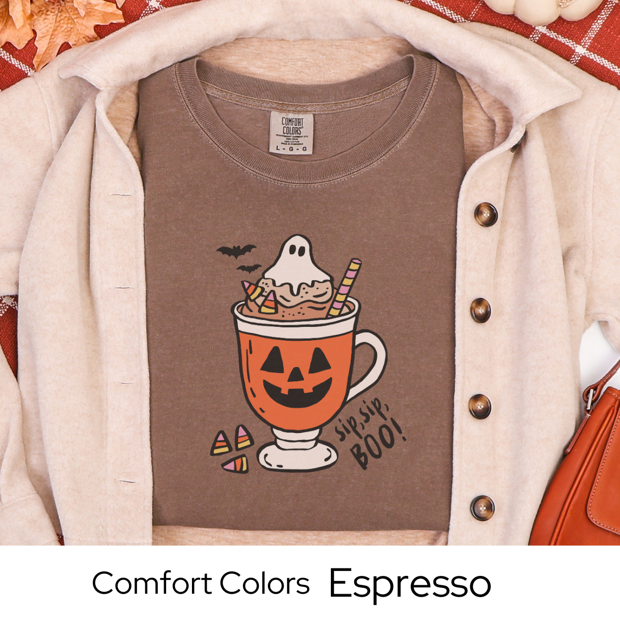 Spooky Season Shirt, Coffee Lover Halloween Tee, Cute Fall Outfit, White Comfort Colors, Pumpkin Mug Top, Autumn Cozy Gift