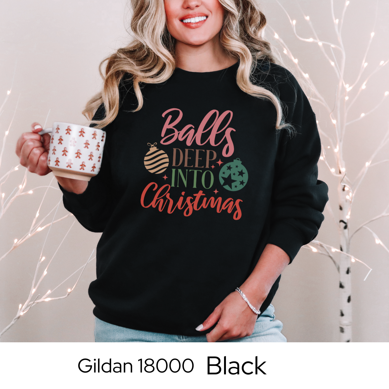 Funny Christmas Sweatshirt, Adult Holiday Crewneck, Gildan 18000 Pullover, Christmas Gift for Women, Naughty Christmas