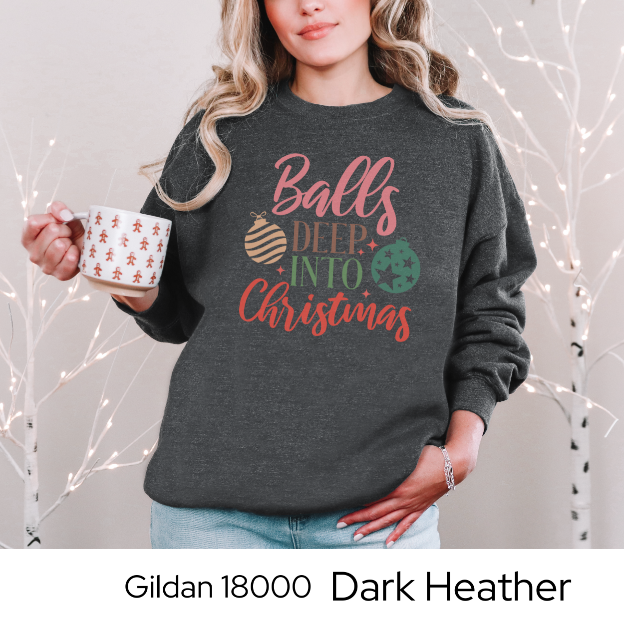 Funny Christmas Sweatshirt, Adult Holiday Crewneck, Gildan 18000 Pullover, Christmas Gift for Women, Naughty Christmas