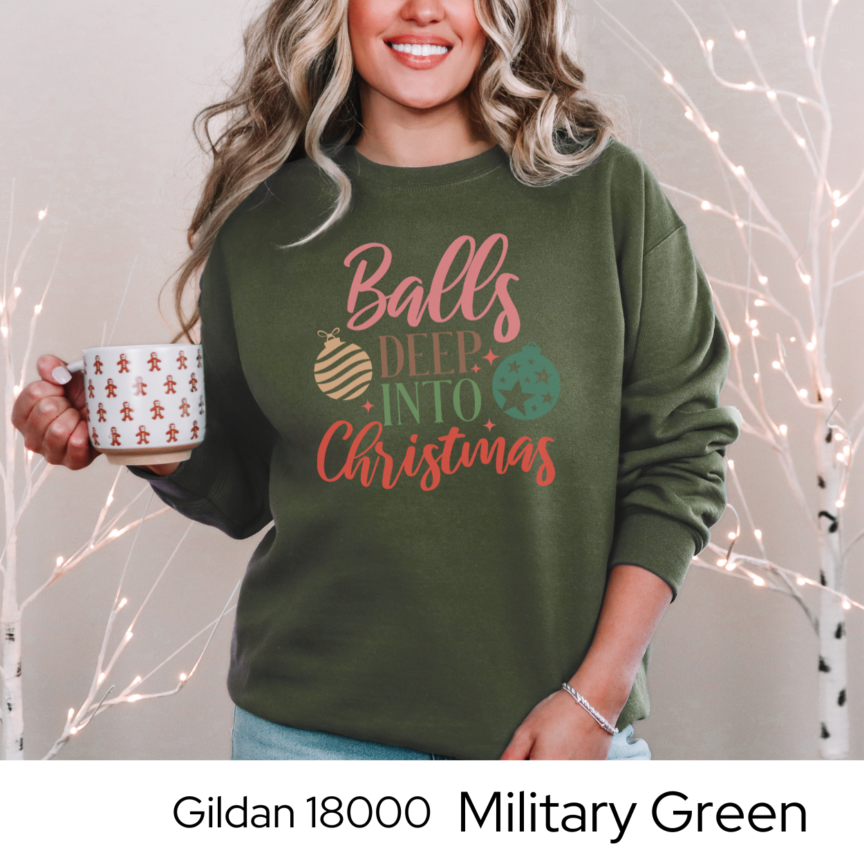 Funny Christmas Sweatshirt, Adult Holiday Crewneck, Gildan 18000 Pullover, Christmas Gift for Women, Naughty Christmas