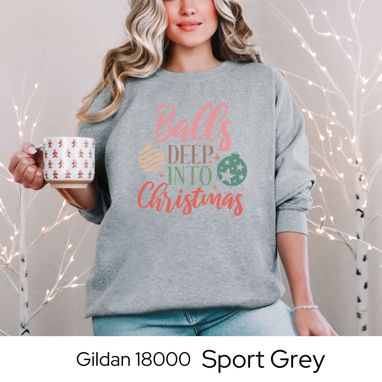 Funny Christmas Sweatshirt, Adult Holiday Crewneck, Gildan 18000 Pullover, Christmas Gift for Women, Naughty Christmas