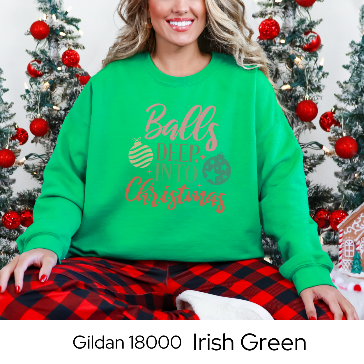 Funny Christmas Sweatshirt, Adult Holiday Crewneck, Gildan 18000 Pullover, Christmas Gift for Women, Naughty Christmas