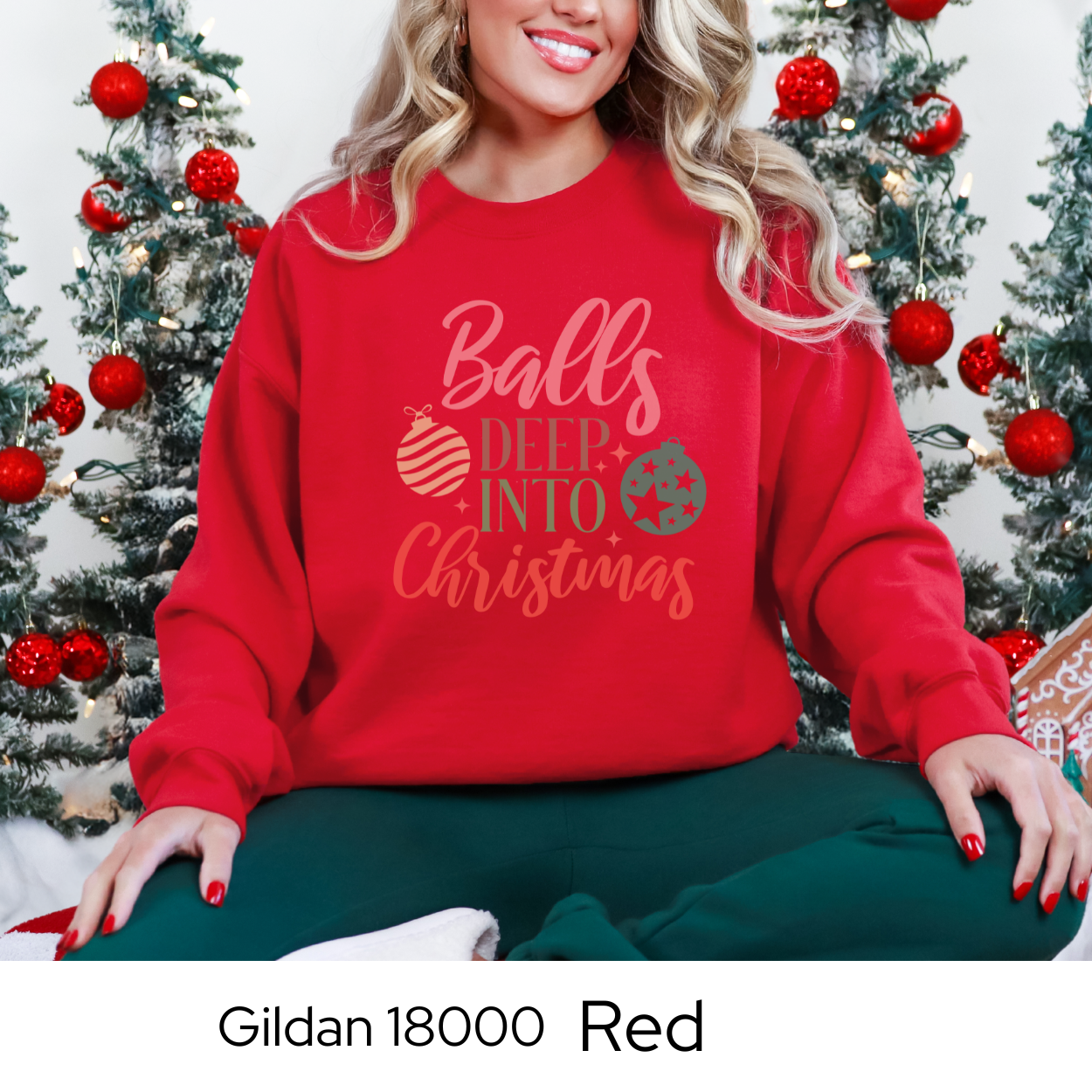 Funny Christmas Sweatshirt, Adult Holiday Crewneck, Gildan 18000 Pullover, Christmas Gift for Women, Naughty Christmas