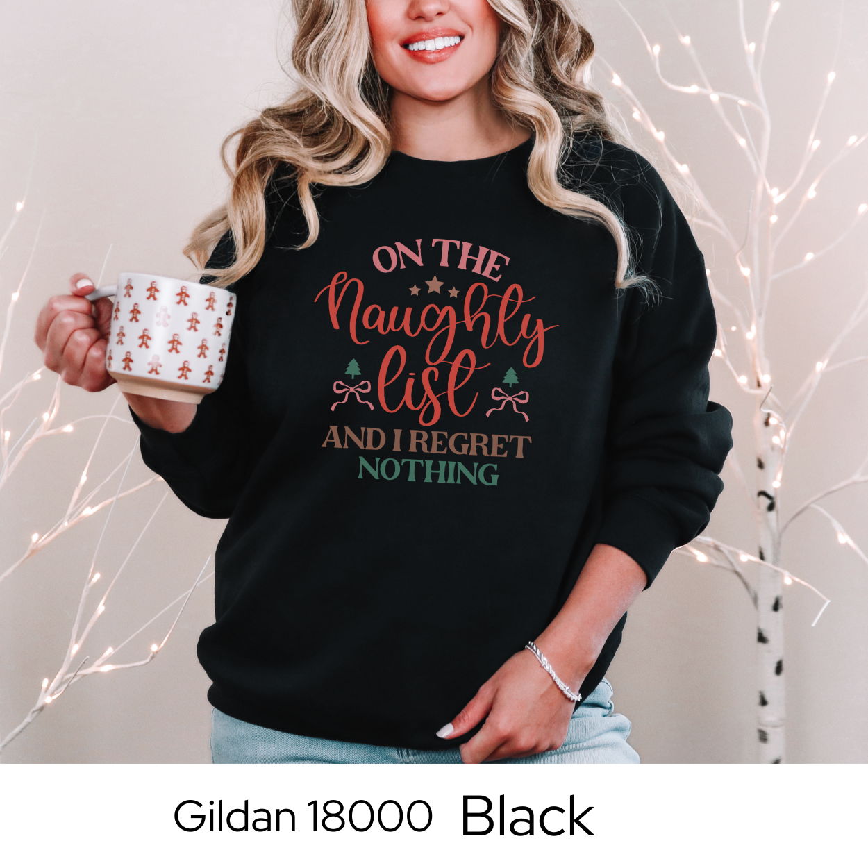 Naughty List Christmas Sweatshirt, Funny Holiday Crewneck, Cozy Gildan 18000, Christmas Gift for Her, Holiday Humor Top