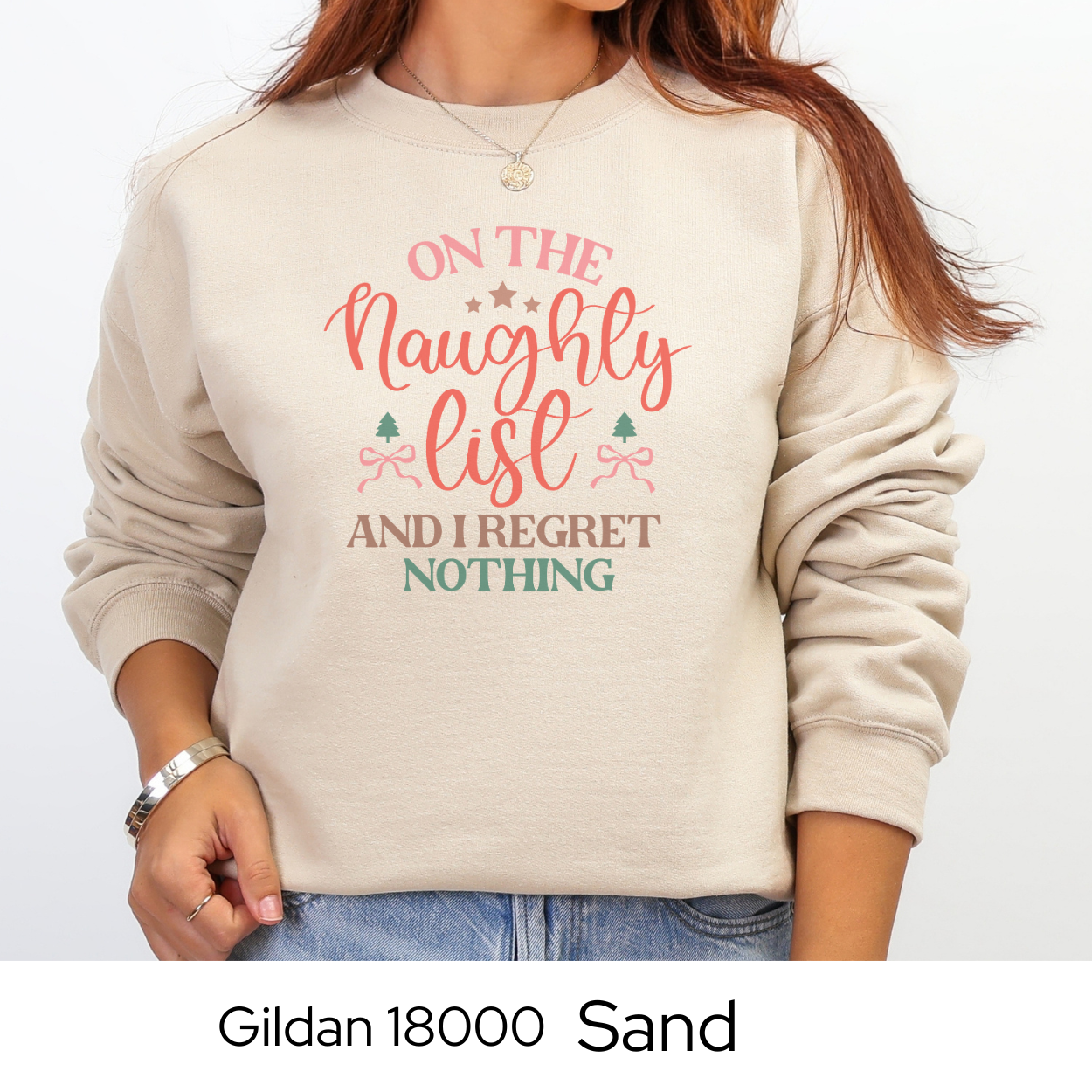 Naughty List Christmas Sweatshirt, Funny Holiday Crewneck, Cozy Gildan 18000, Christmas Gift for Her, Holiday Humor Top
