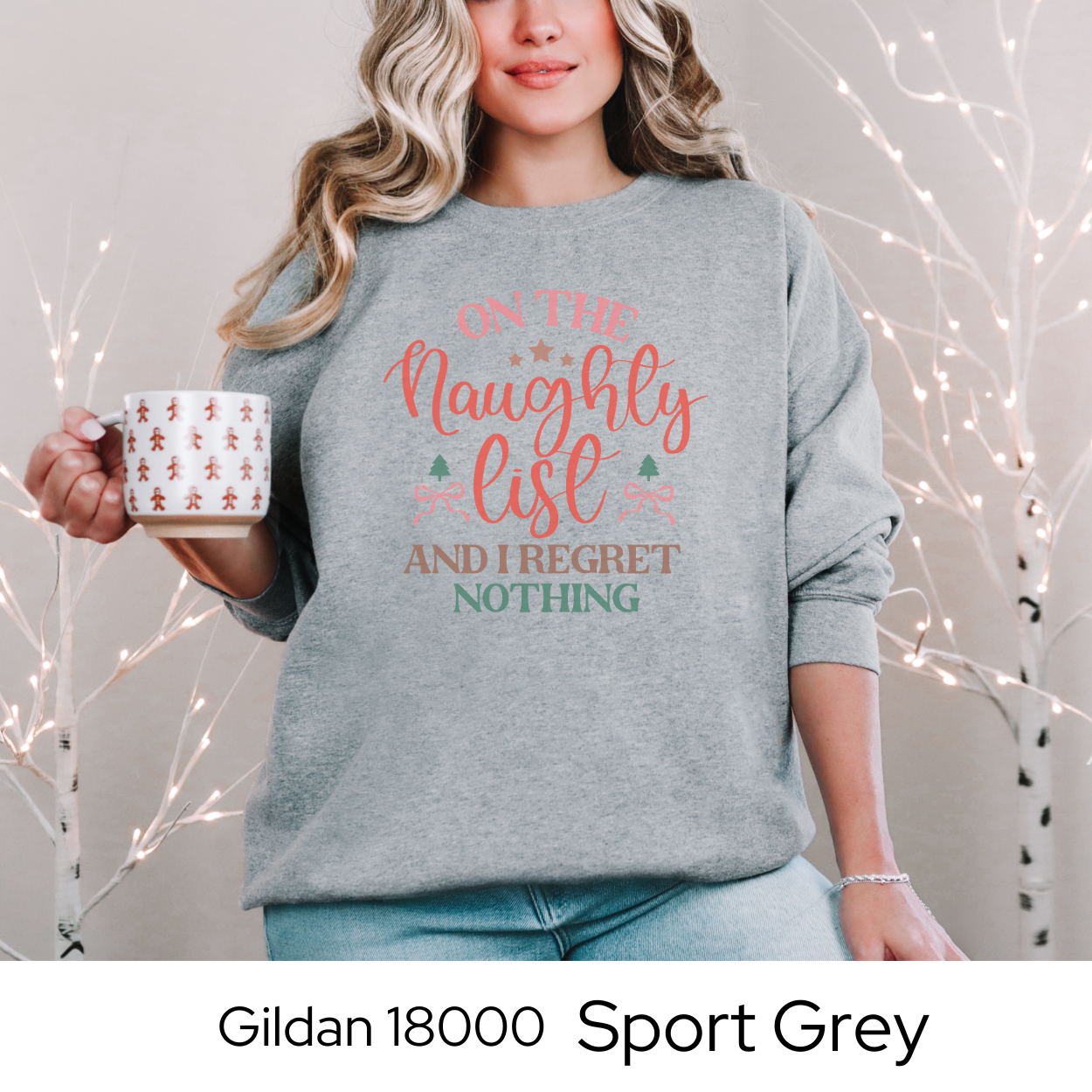Naughty List Christmas Sweatshirt, Funny Holiday Crewneck, Cozy Gildan 18000, Christmas Gift for Her, Holiday Humor Top