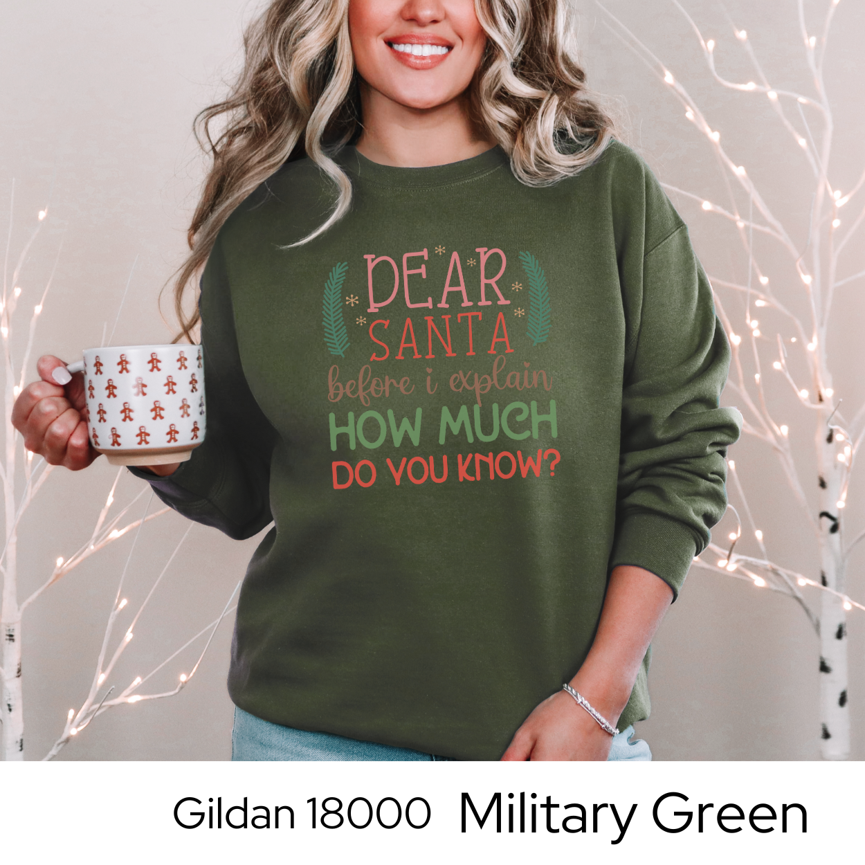 Funny Christmas Sweatshirt, Dear Santa Holiday Crewneck, Cozy Gildan 18000 Pullover, Christmas Humor Sweater, Gift Idea for Women