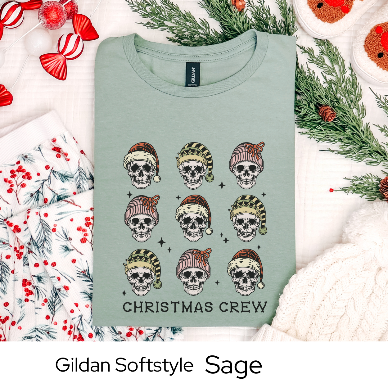 Christmas Crew Skeleton Shirt, Funny Holiday Graphic Tee for Men Women Teens, Spooky Xmas Party Outfit, Alternative Gift Idea